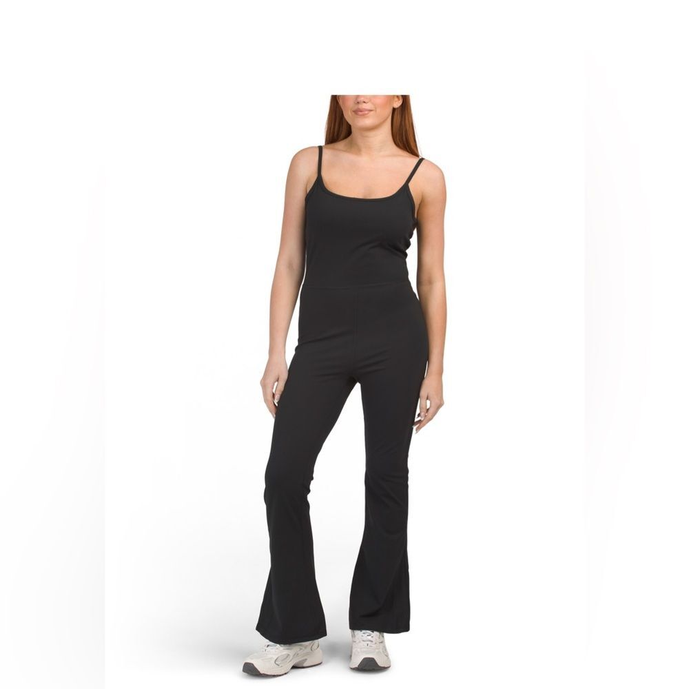 Yogalicious Classic Lux flare Black Jumpsuit L NWT